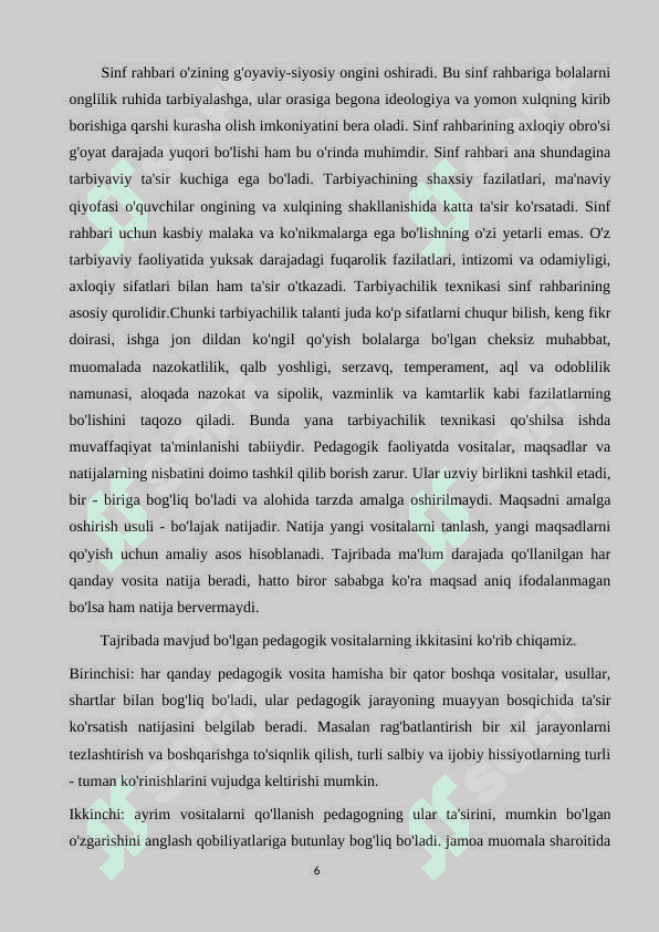 Sinf rahbarining o’quvchilarga bo’lgan munosabatida pedagogik mahoratning ahamiyati 5