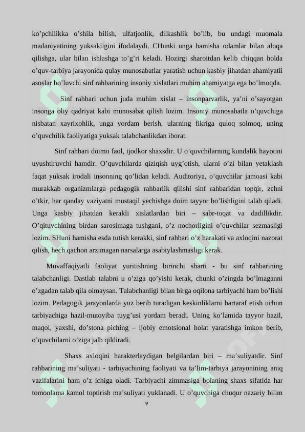 Sinf rahbarining o’quvchilarga bo’lgan munosabatida pedagogik mahoratning ahamiyati 8