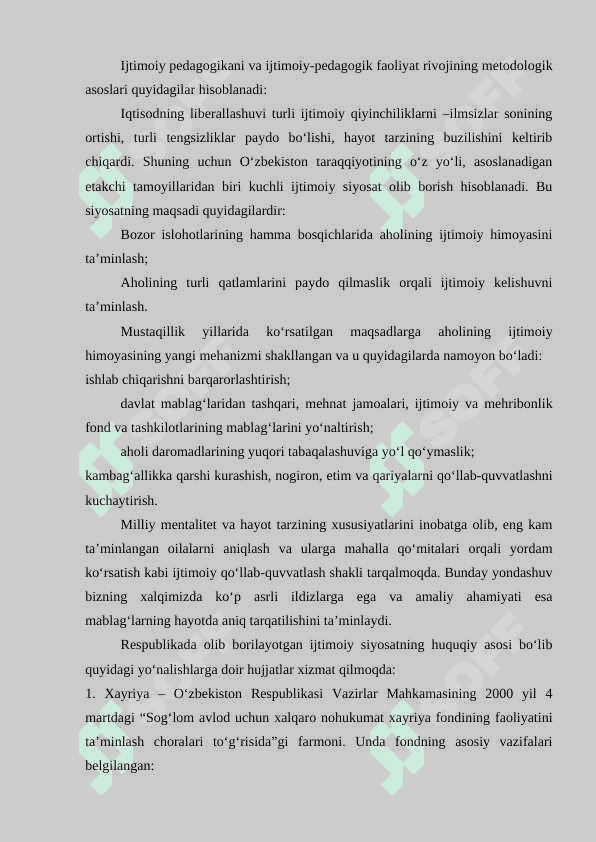 Ijtimoiy pedagogikani va ijtimoiy pedagogik faoliyat rivojining metodologik asoslari 2