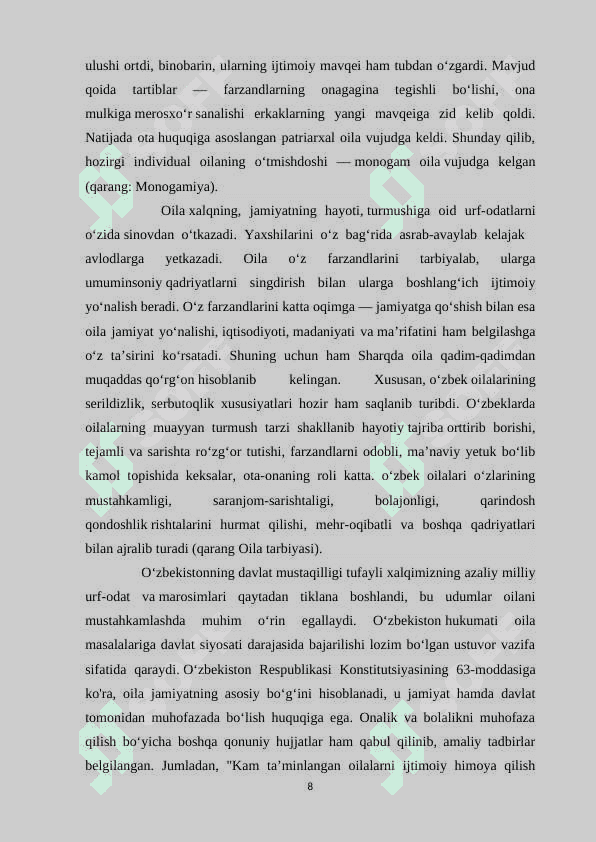 Oila jamoasini jipslashtirish metodikasi 7