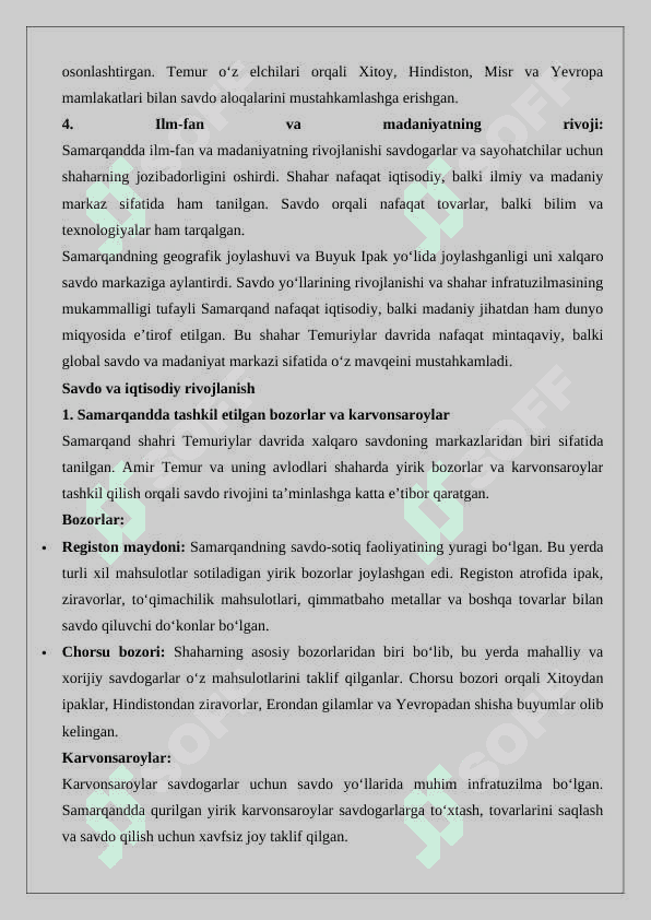 Temuriylar davlatida Samarqand – Jahon savdo markazi 4