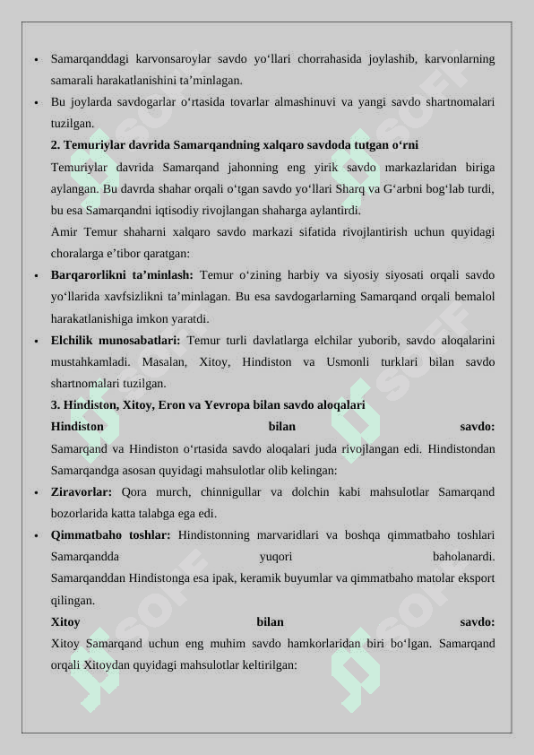 Temuriylar davlatida Samarqand – Jahon savdo markazi 5