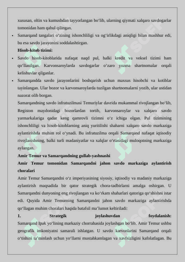 Temuriylar davlatida Samarqand – Jahon savdo markazi 8