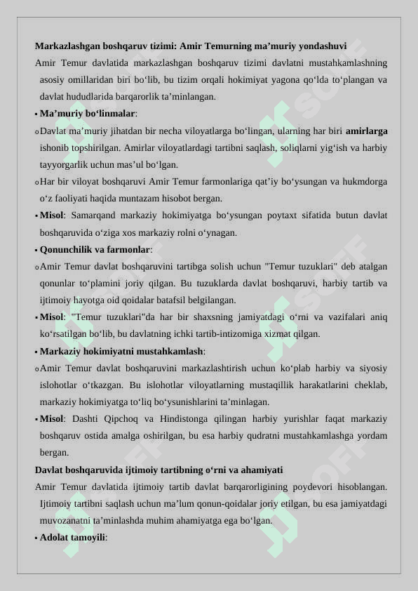 Amir Temur davlatida ijtimoiy tartibning o'rni 25 4
