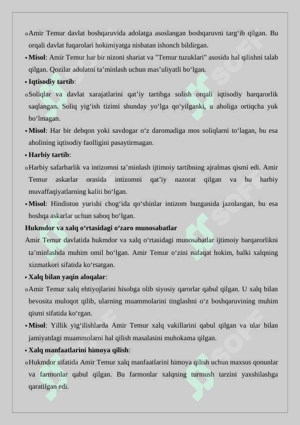 Amir Temur davlatida ijtimoiy tartibning o'rni 25 5