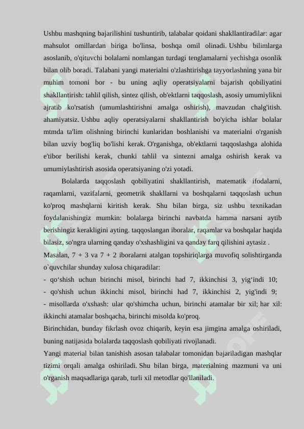 Matematikaga o‘rgatishning zamonaviy metodlari. 7