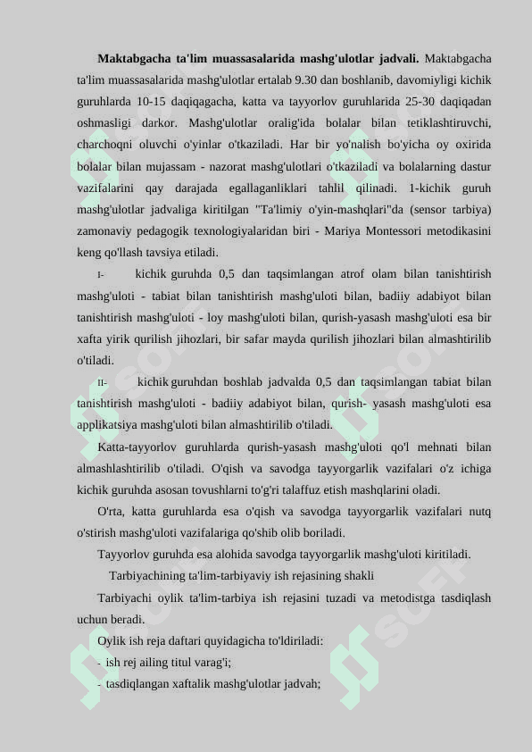 MTTning oylik rejasini tuzish 2