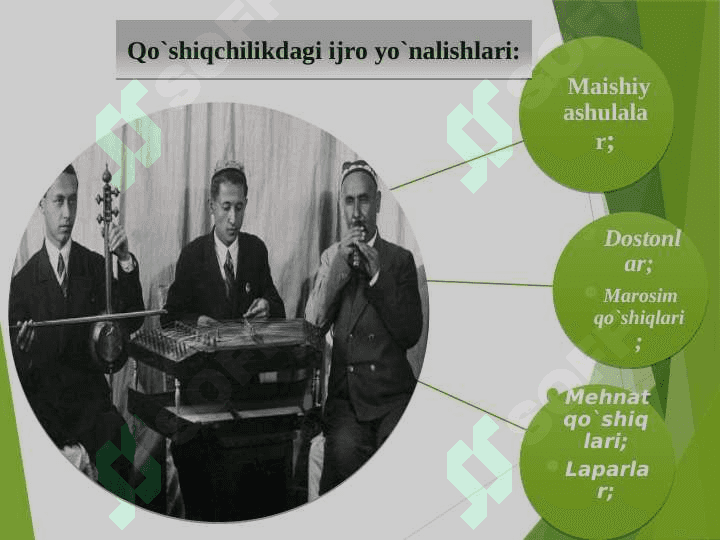An`anaviy xalq qo`shiqlari (mavsumiy,kasbiy qo`shiqlar) 5