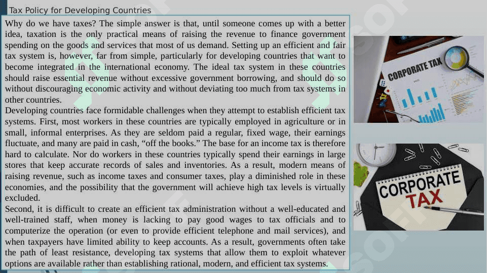 Best tax policy for developing markets 2