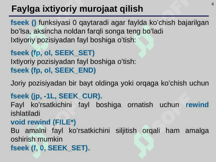 To‘g‘ri murojaatli fayllarni kiritish/chiqarish. Istisno  holatlariga ishlov berish. 4