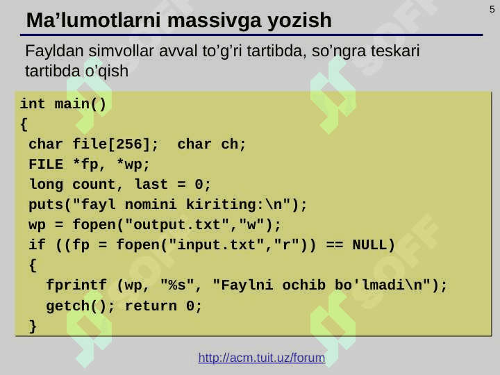To‘g‘ri murojaatli fayllarni kiritish/chiqarish. Istisno  holatlariga ishlov berish. 5