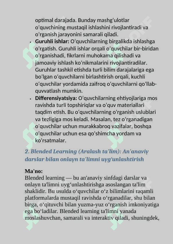Xalqaro baholash dasturlari talablari asosida  ta’limning shakl, metod va vositalari  yordamida o‘quvchilar kompetentsiyalarini shakllantirish. 8