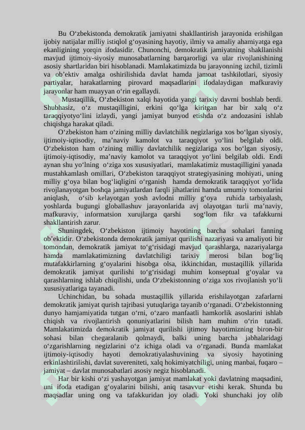 O‘ZBEKISTON MUSTAQIL DEMOKRATIK TARAQQIYOTINING MILLIY G‘OYA KONSEPSIYASI BILAN BOG‘LIQLIGI 2