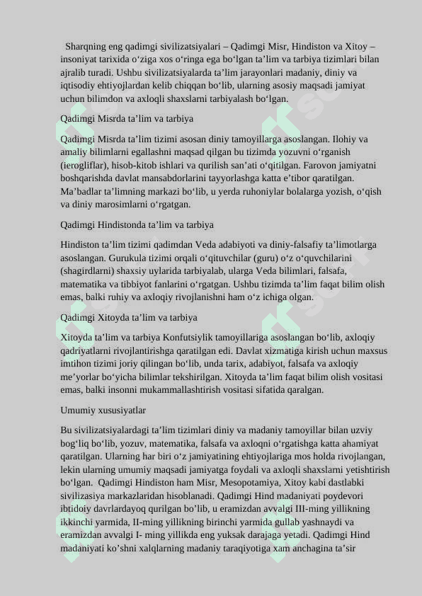 Sharqning eng qadimgi sivilizatsiyalari 2