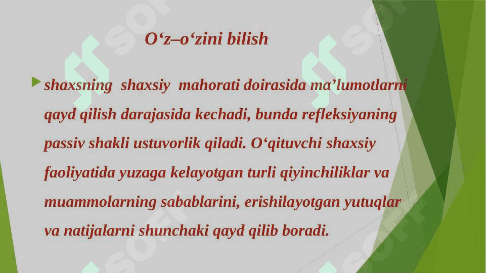 SHAXSLARNING O'ZINI O'ZITARBIYALASHI MUAMMOSI YUZASIDAN TASAVVURLARI SHAKLLASNTIRISH 8