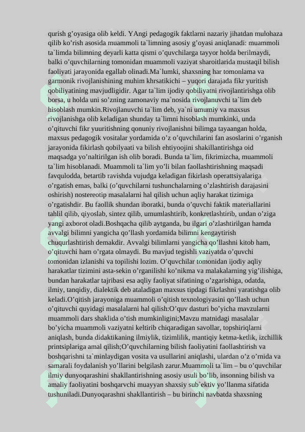 Muammoli ta'lim texnologiyasining maqsad va vazifasi.Innavatsion texnologiyalar asosida iqtisodiy fanlarni o'qitish 4