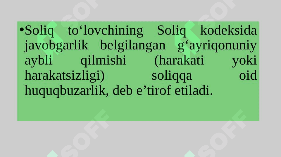 Soliq huquqbuzarligi uchun javobgarlikka tortishning huquqiy asoslari. 4