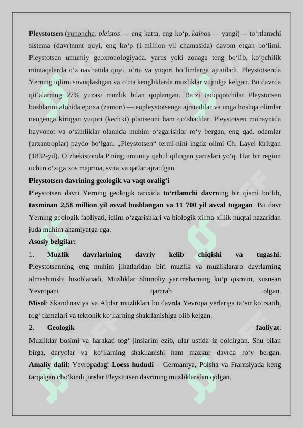 Yevropaning Pleystotsen Davri Iqlimi 25 2