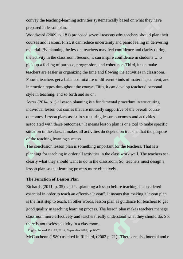Analysis of lesson components 6