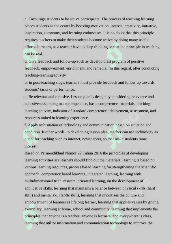 Analysis of lesson components 8
