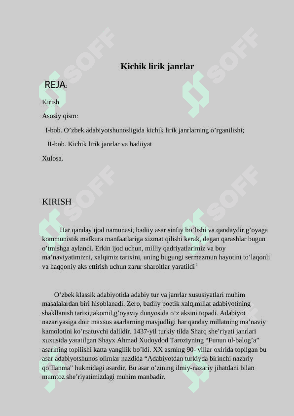 Kichik lirik janrlar 2