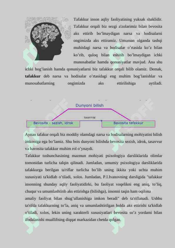 Tafakkur borasidagi psixologik nazariyalar. 3