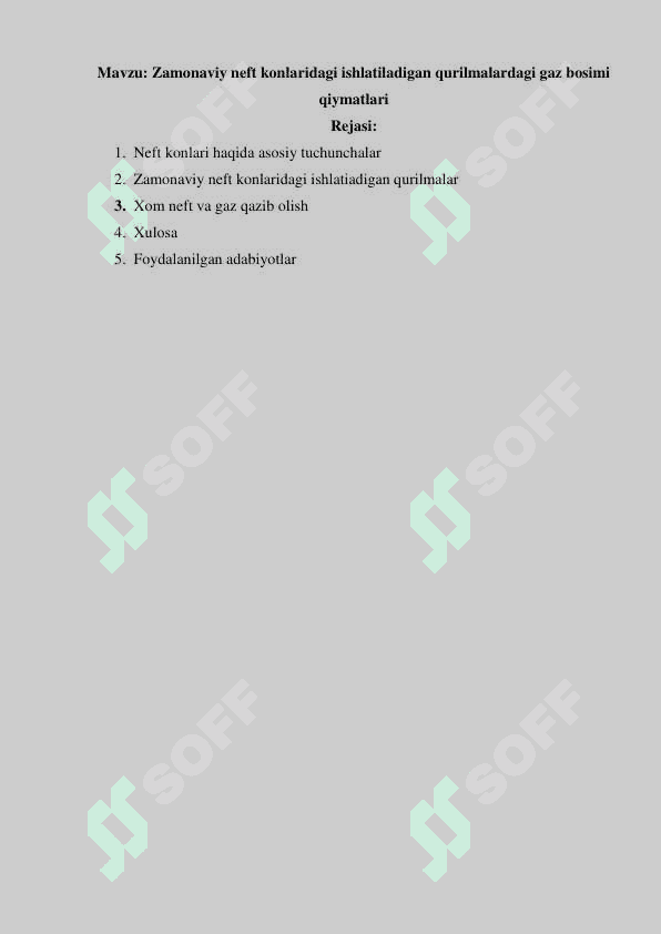 Zamonaviy neft konlaridagi ishlatiladigan qurilmalarning gaz bosimi qiymatlari 2