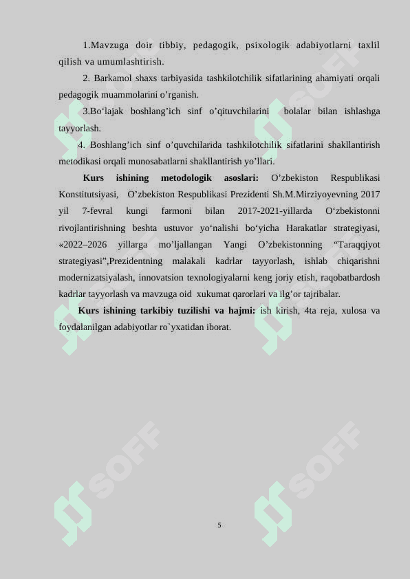 TASHKILOTCHI VA O‘QUVCHILARNING O‘Z-O‘ZINI BOSHQARISH ISHLARINING METODIKASI 5