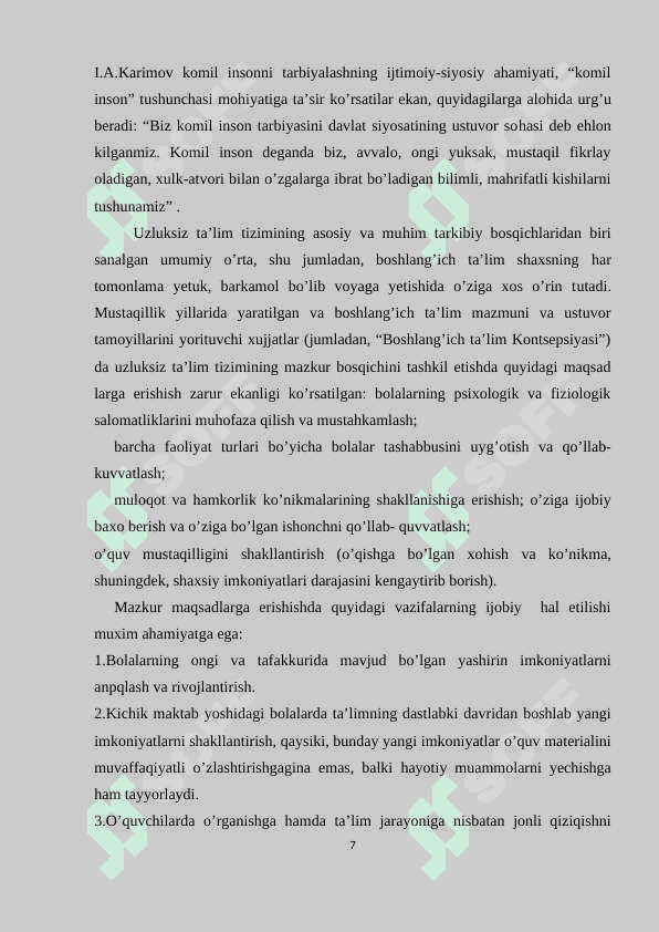 TASHKILOTCHI VA O‘QUVCHILARNING O‘Z-O‘ZINI BOSHQARISH ISHLARINING METODIKASI 7