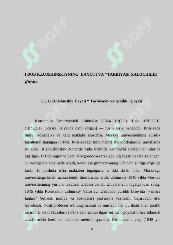 K.D.USHINSKIYNING MAKTABGACHA TARBIYA TO'G'RISIDAGI QARASHLARI 6