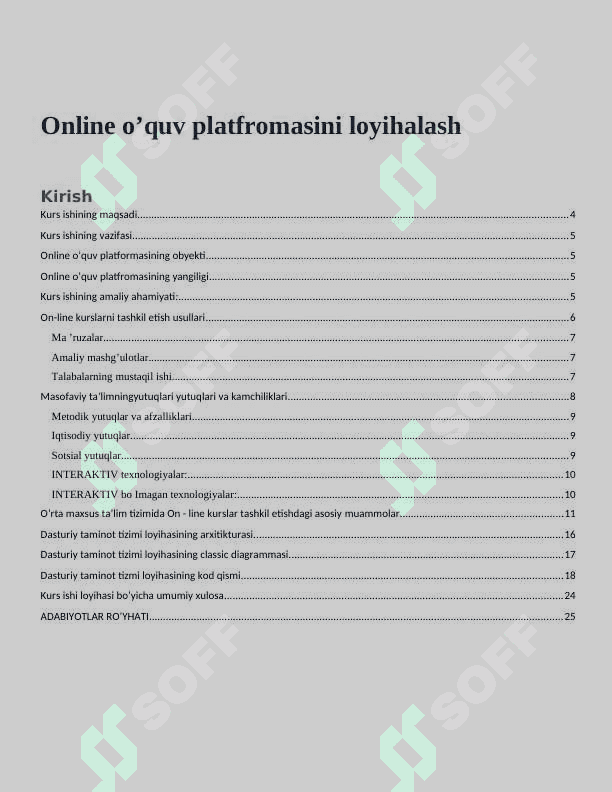 Online o’quv platfromasini loyihalash 2