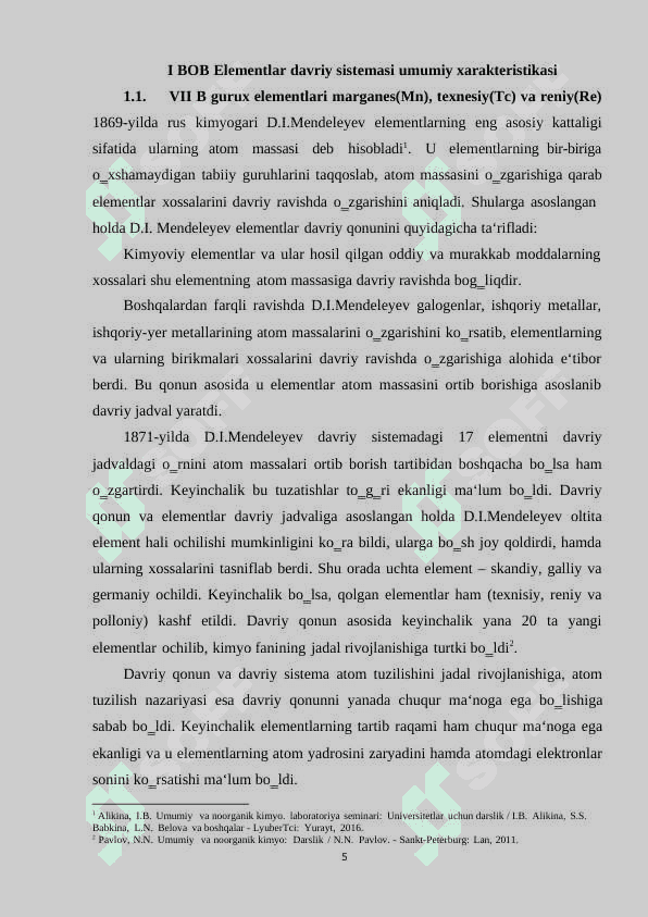 Elementlar davriy sistemasi 5