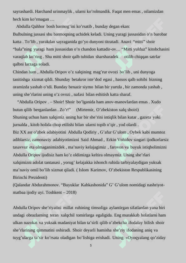 Abdulla Oripov she’riyatida sevgi-muhabbat mavzulari 5