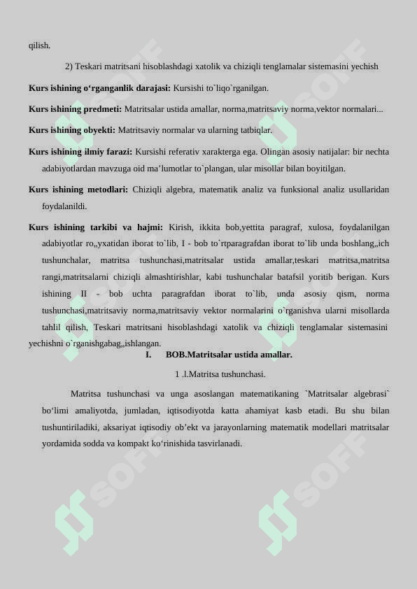 Teskari matrisalar. Matrisalarning teskarilanish shartlari 4