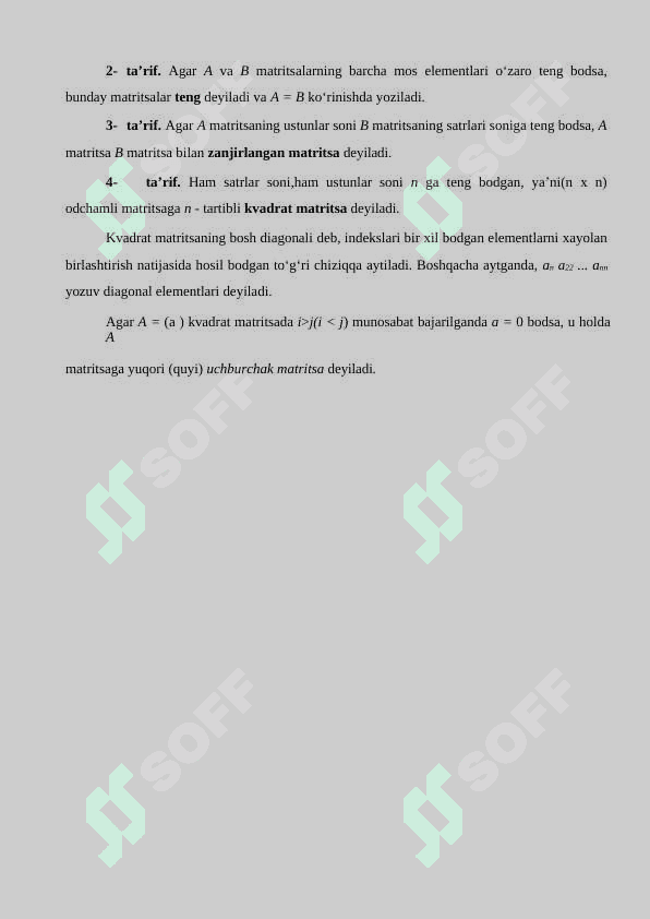 Teskari matrisalar. Matrisalarning teskarilanish shartlari 7