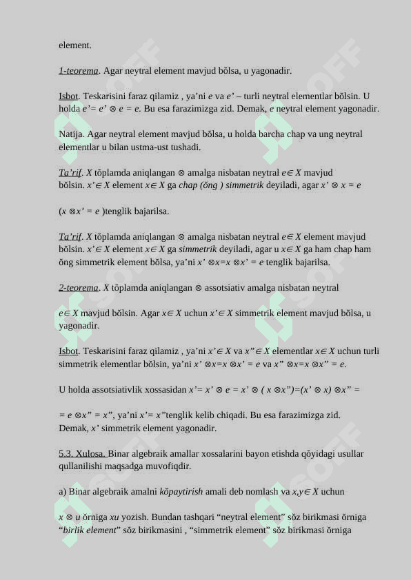 Binar algebraik amallar    turlari,xossalari.Algebra.Algebralar gomomorfizmi 6