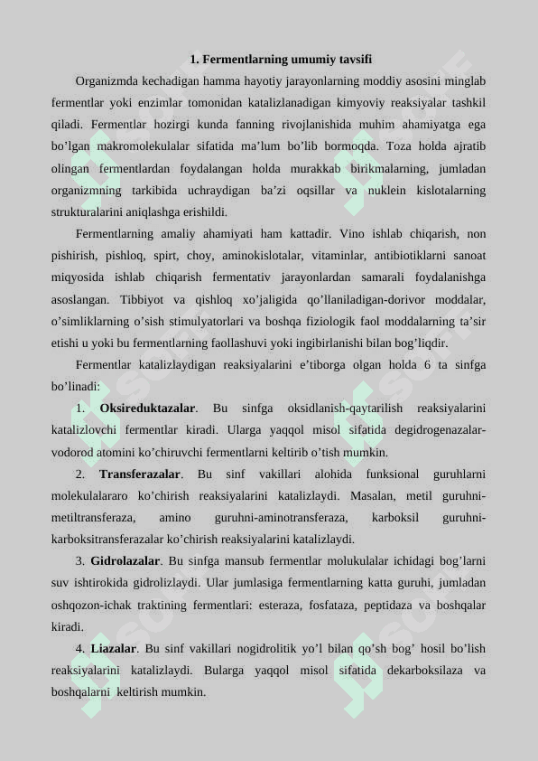 Fermentlarni mikrobiologik sintez yo’li bilan ajratib olish 2