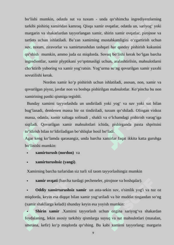 Xamirli taomlardan “besh barmoq” tayyorlash texnologiyasi 8