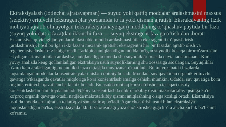 Ekstraksion jarayonlarning turlari 2