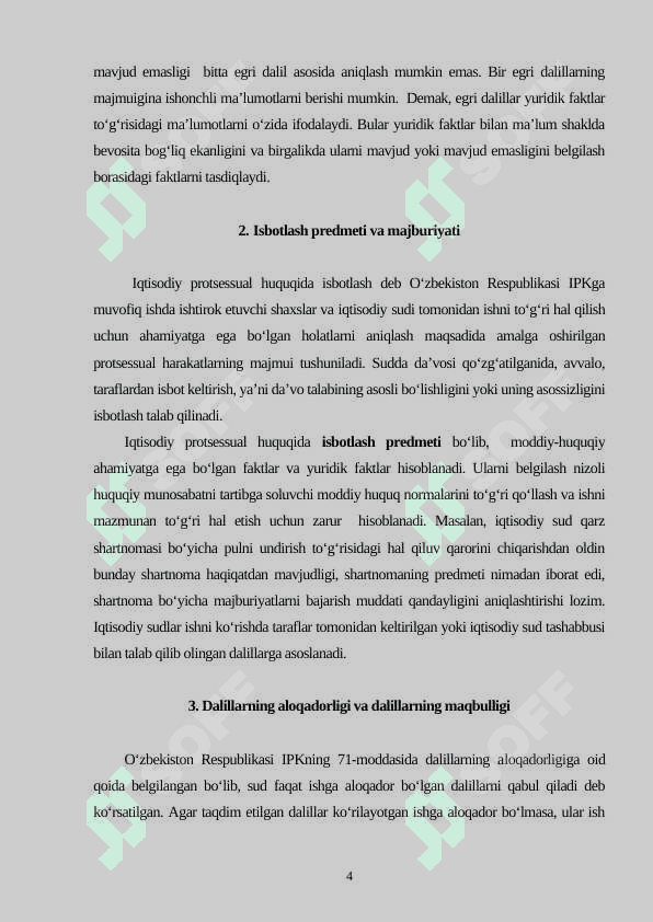 IQTISODIY PROTSESSDA DALILLAR VA ISBOTLASH. IQTISODIY PROTSESSDA DA’VO 4
