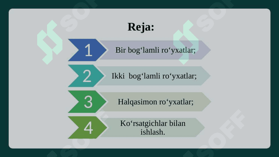 Bir va ikki  bog‘lamli ro‘yxatlar. Ko‘rsatgichlar bilan ishlash. 2