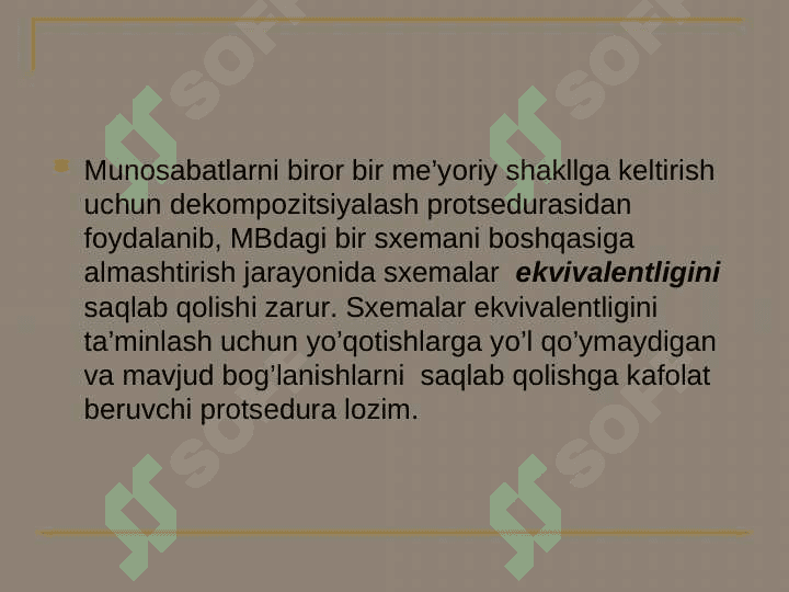 Normallashtirish. Normal formalar.  Normallashtirish ustunliklari va kamchiliklari. 6