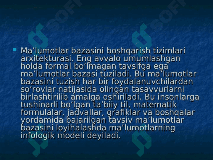 Predmet sohani infologik, datologik va fizik modellari 3