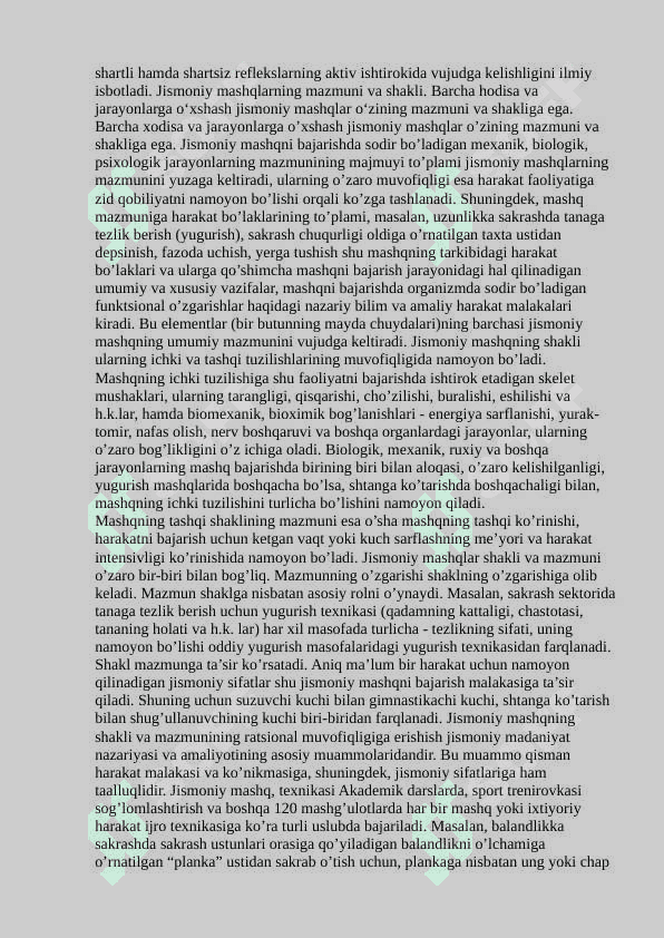 Jismoniy mashqlar.Ularning o’ziga xos belgilari .Mashqlar texnikasi 3