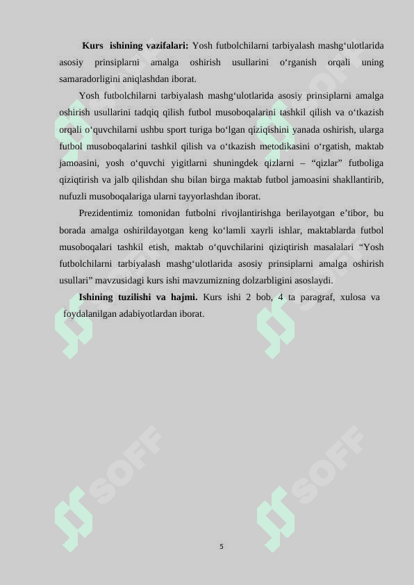 YOSH FUTBOLCHILARNI TAYYORLASHNING UZIGA XOS XUSUSIYATLARI VA UNING RIVOJLANISHI 5