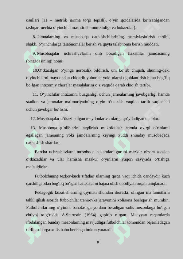 YOSH FUTBOLCHILARNI TAYYORLASHNING UZIGA XOS XUSUSIYATLARI VA UNING RIVOJLANISHI 8