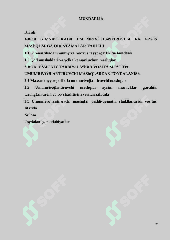 Gimnastikada umumiy va maxsus tayyorgarlik mashqlari bo‘yicha mahoratni oshirish 2