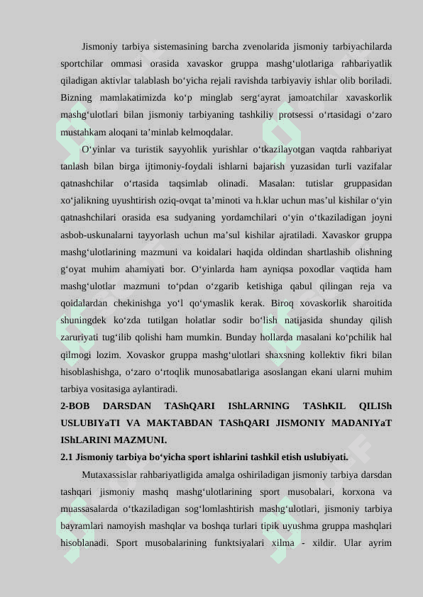 Sinfdan tashqari olib boriladigan jimoniy tarbiya tadbirlariga tavsif 8