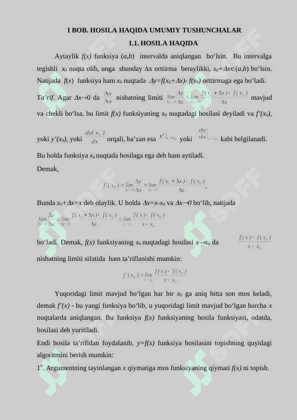 Hosila funksiyasini tekshirishga tatbiqi mavzularini oʻqitish metodikasi 6