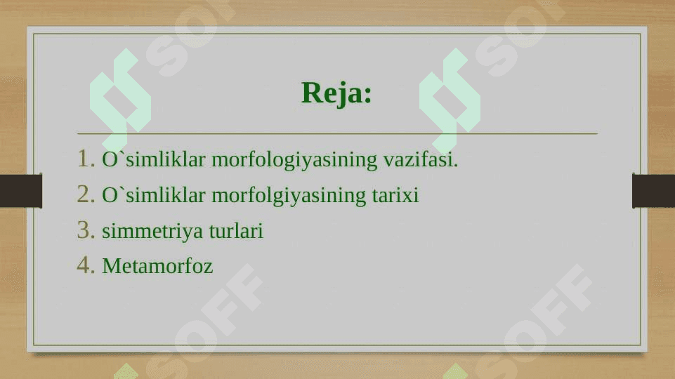 Asosiy morfologik qonuniyatlar: simmetriya turlari, metamorfoz. 2